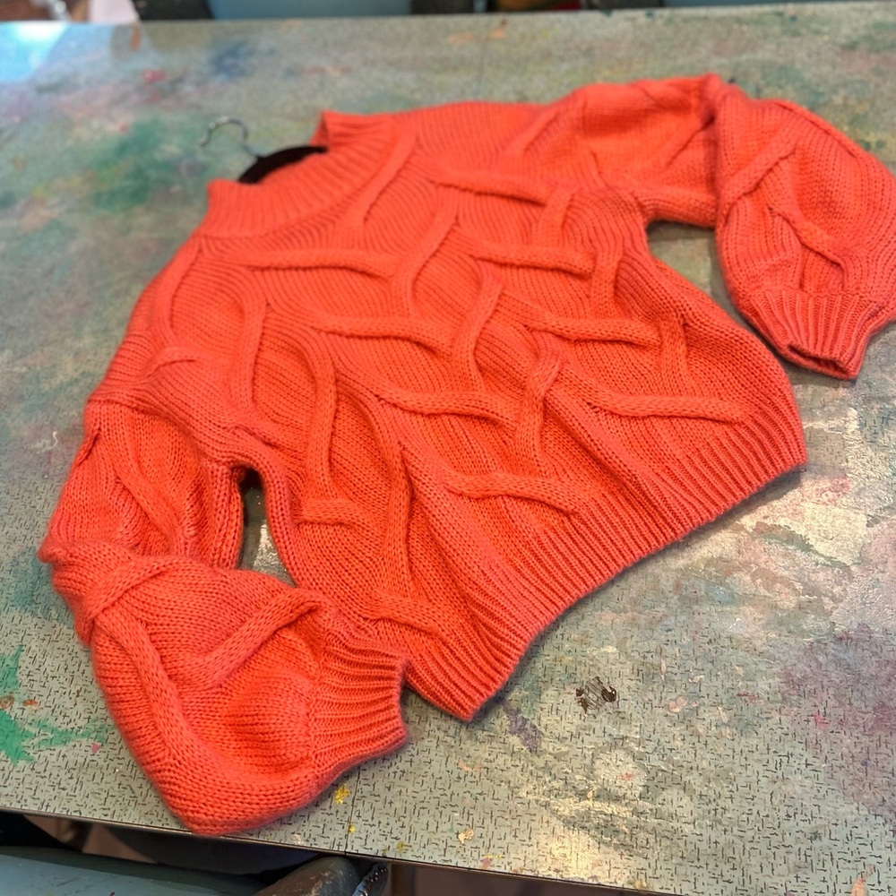 Coral Wavy Cable Sweater